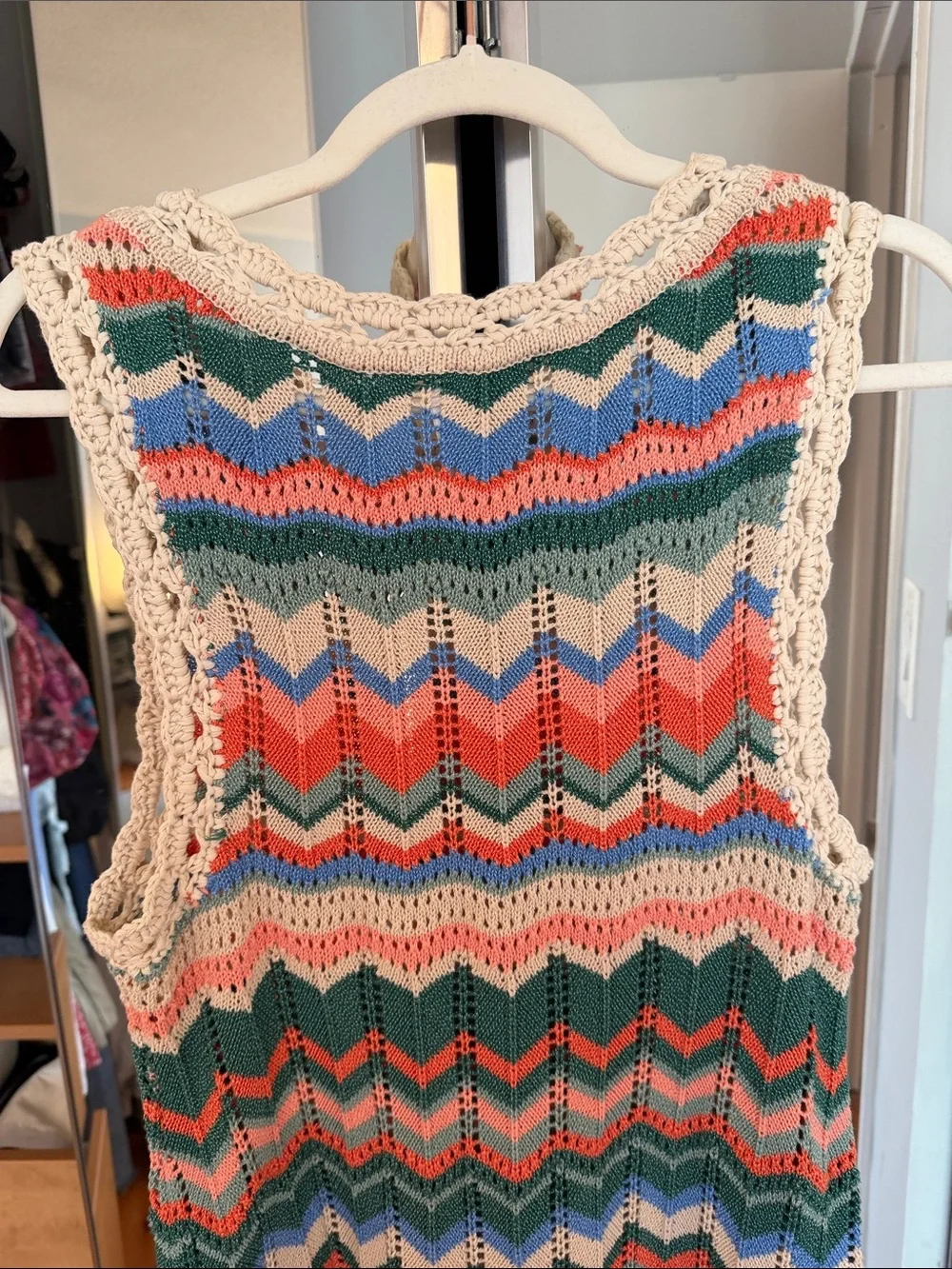 Free People Multicolor Chevron Crochet Mini Dress